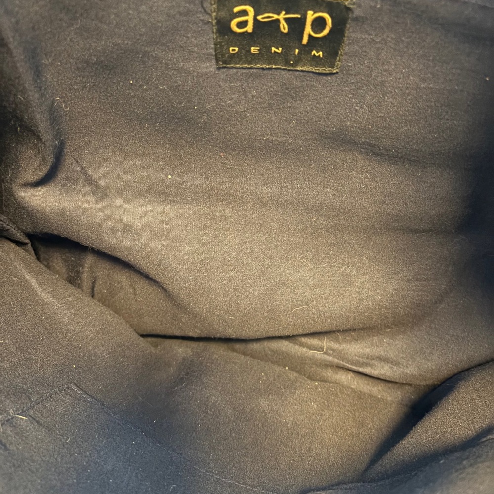 A & P DENIM MULTICOLORED BOHEMIAN TOTE ONE ZIP POCKET INSIDE CLEAN INTERIOR - Picture 10 of 15